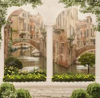 Фреска Вид на Венецию через белые арки