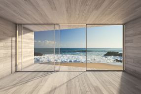 Фреска окно с видом на морской прибой