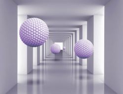 Фотообои 3D Сиреневые шары в тоннеле