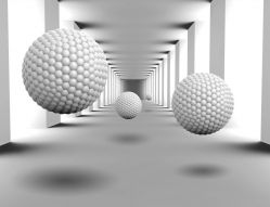 Фотообои 3D серые шары в тоннеле