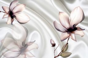 Фотообои 3д Цветы и белая ткань