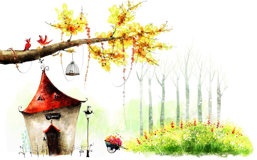 Картина на холсте Лесной домик, арт hd1857701