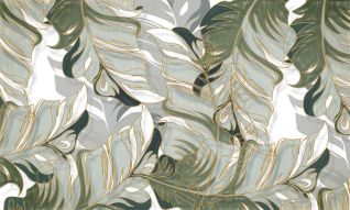 Фотообои Оливковые листья с золотым контуром
