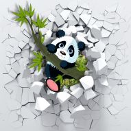 Фреска Панда на ветке