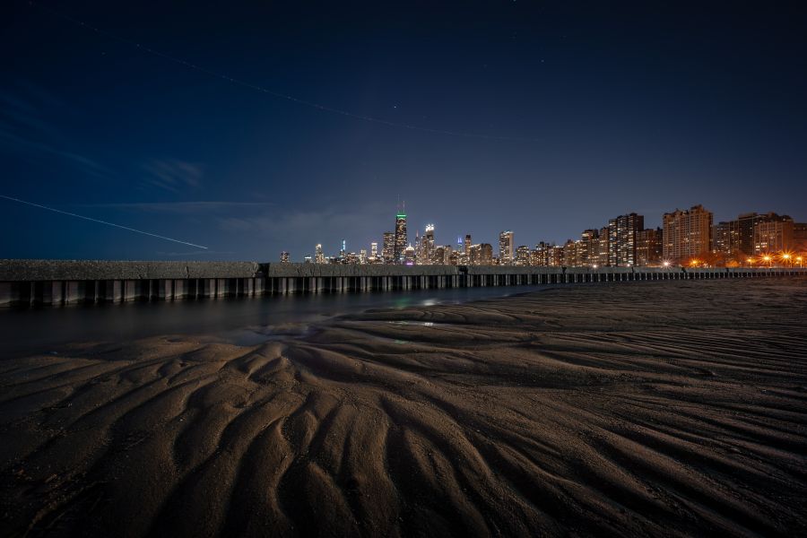 Картина на холсте Ночное побережье Чикаго, арт hd2290601