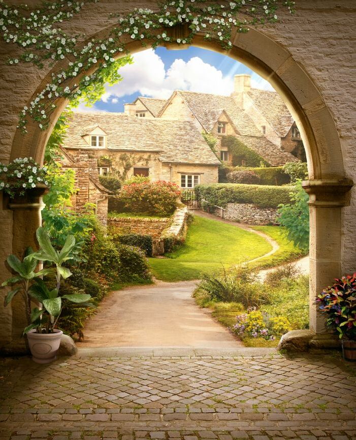 Картина на холсте арка с видом на дом, арт hd0894801