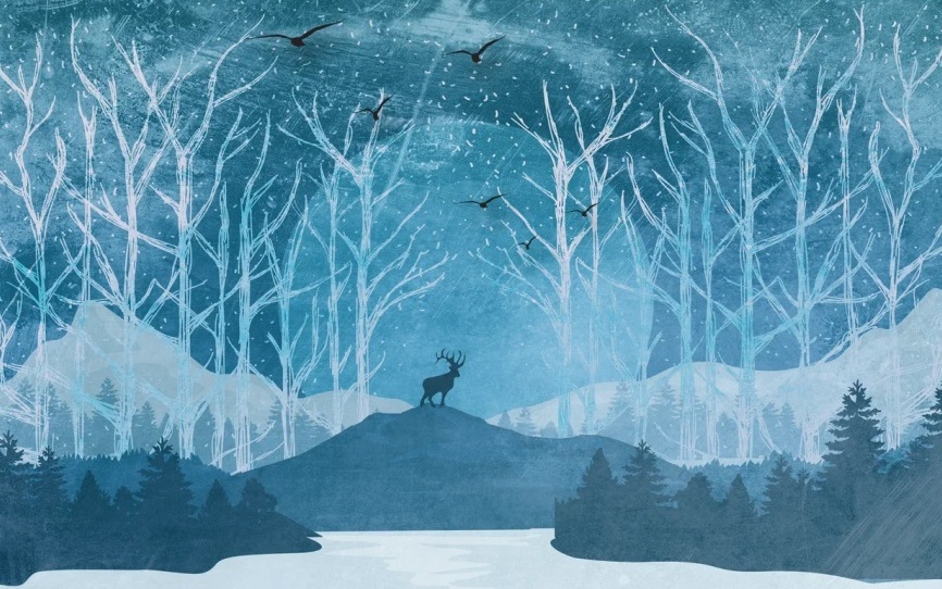 Картина на холсте Зимний лес, арт hd1889101