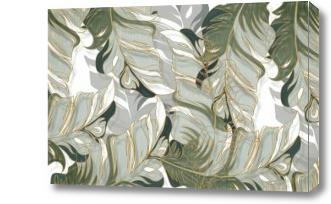 Картина Оливковые листья с золотым контуром